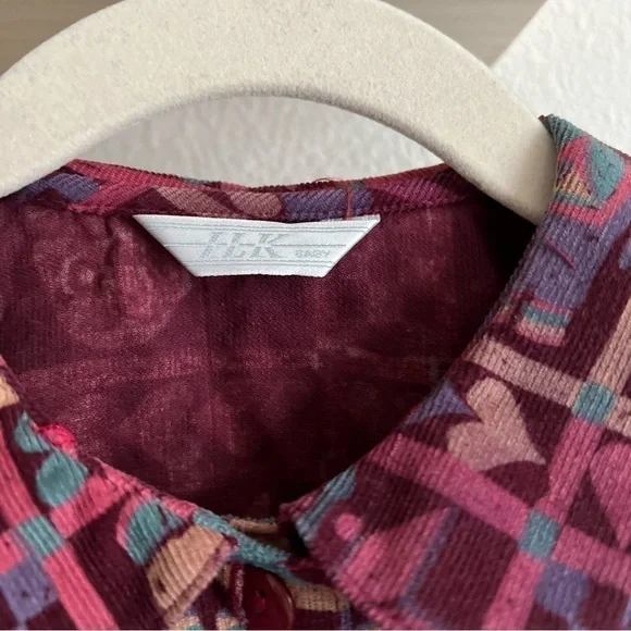 Vintage ILK Button Up Elephant Heart Pattern Print Blouse.Scarf Interchangeable. - Picture 5 of 9